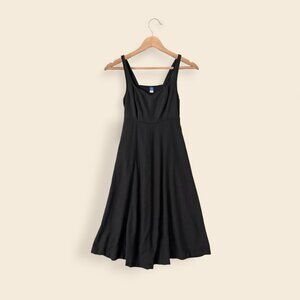 Old Navy Fit & Flare Linen Blend Midi Tank Dress, Black, Size Small NWT